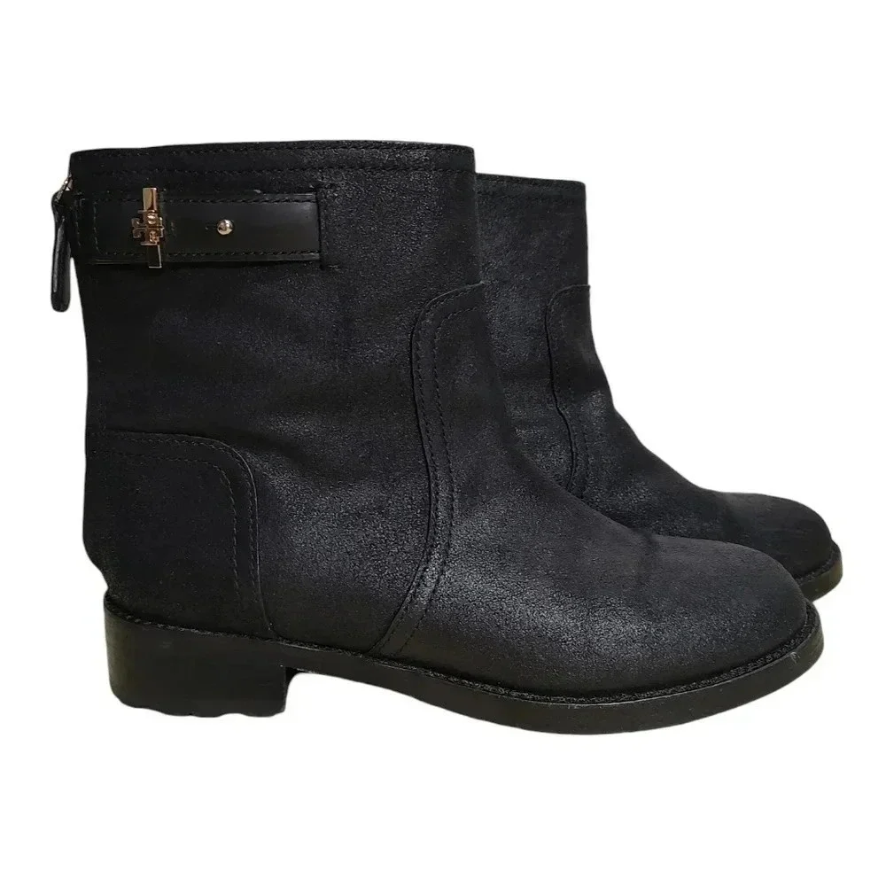 Tory Burch Selena Black Leather Ankle Boots 9